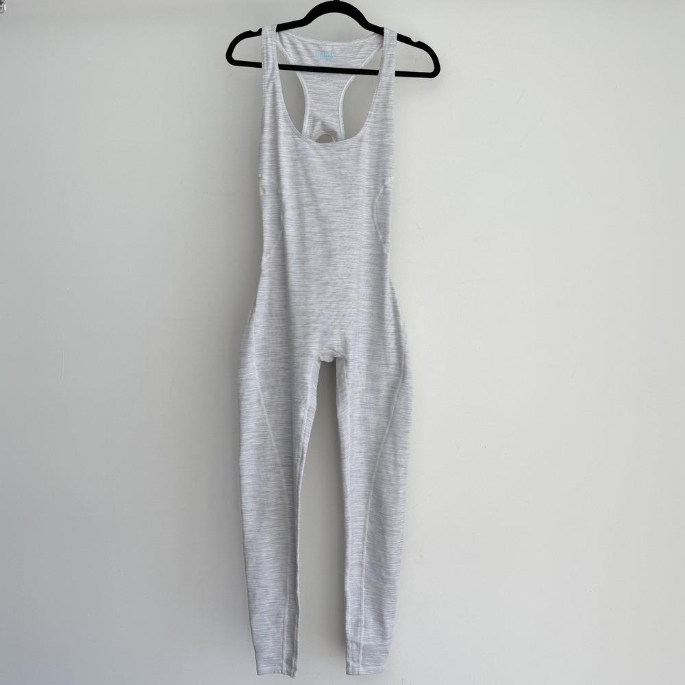 Davis Active Tank Jumpsuit Womens L/XL Gray Heather One Piece Yoga Gym Pilates